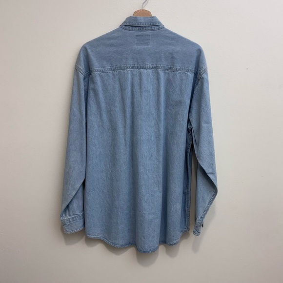 Vintage Detroit Red Wings Lee Light Blue Denim Men's Shirt Large - Picture 2 of 3